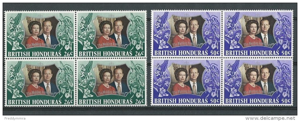 Honduras Brit:  296/ 297 **  Blocs De 4 - Honduras Británica (...-1970)