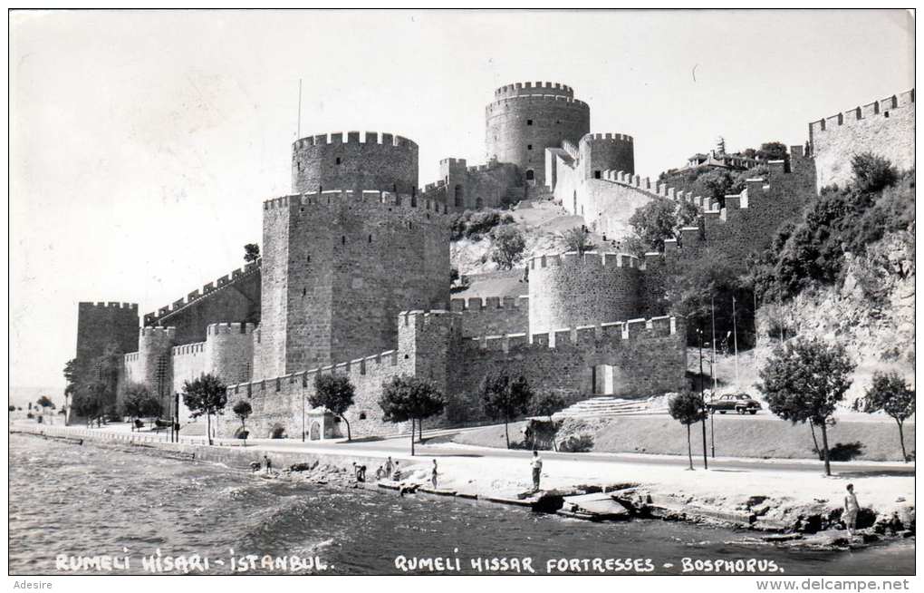 RUMELI HISARI - ISTANBUL, Quemeli Hissar Fortresses Bosphorus, Kleinformatkarte 1960 Gel., 2 Sondermarken - Turquie