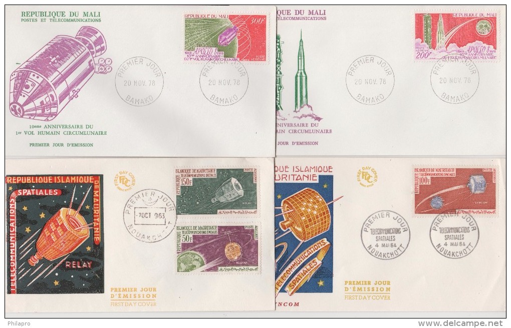 MALI + MAURITANIE  4  FDC  SPACE      Réf   0156 - Andere & Zonder Classificatie