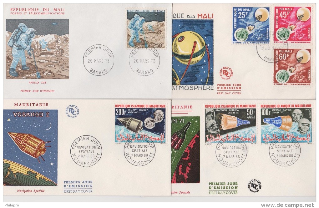 MALI+MAURITANIE  4  FDC  SPACE      Réf   0157 - Other & Unclassified