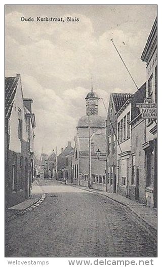 NETHERLANDS - OUDE KERKSTRAAT - SLUIS - STREET VIEW 1924 - Autres & Non Classés