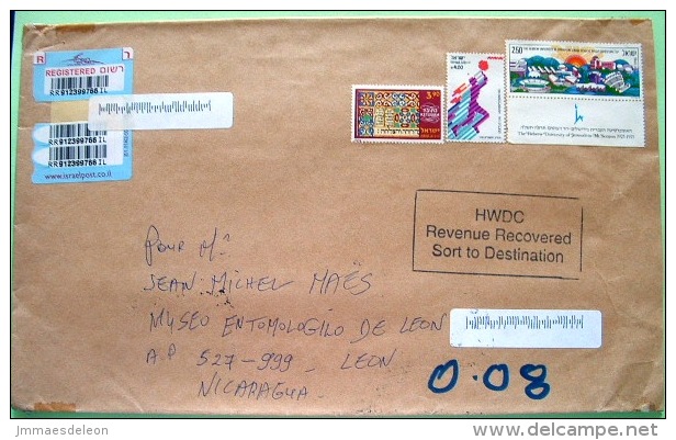 Israel 2011 Registered Cover To Nicaragua - Hebrew University - Sport Basket Ball - Ketubah - Brieven En Documenten