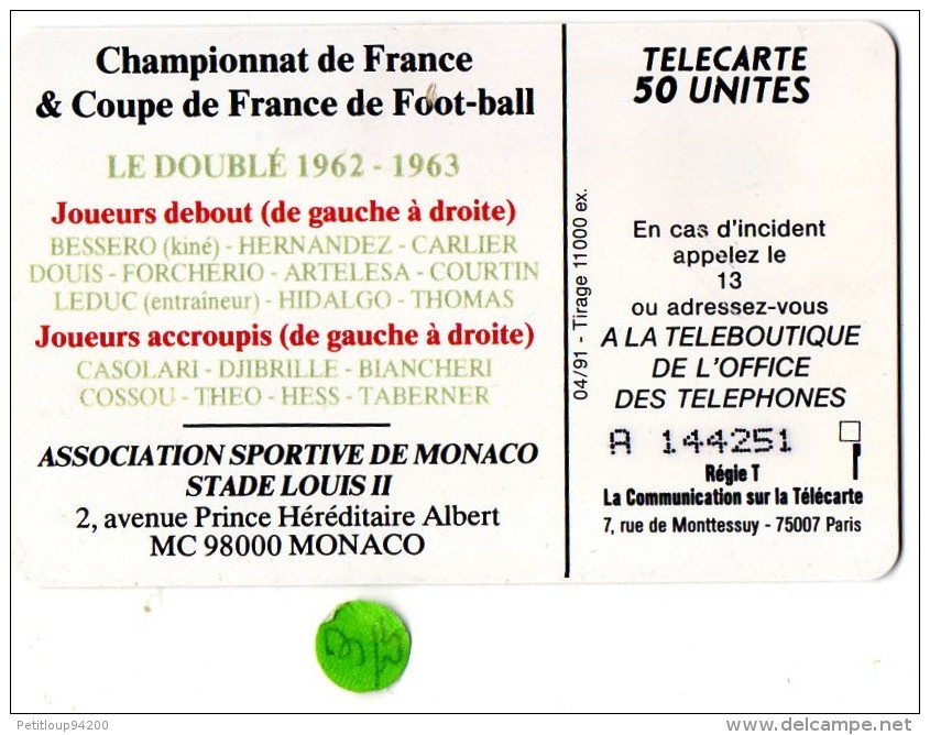 TELECARTE MONACO 50U   A.S. Monaco  8 - Monaco