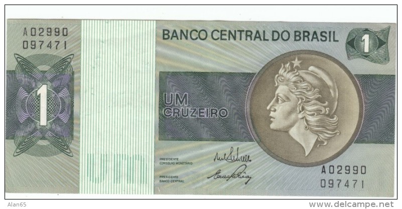 Brazil #191a, 1 Cruzeiro 1970-72 Banknote Money - Brazil