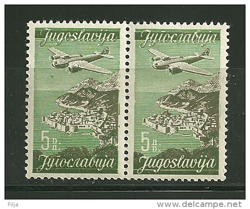 Yugoslavia Year 1947 Airmail Se-tenant Pair With Roman/Cyrillic Inscription Scott Cat.C20 - C26 MNH - Luftpost