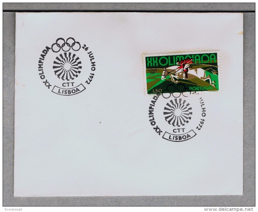 Sports Hippisme Monter à Cheval Reiten Olympiques Jeux Olympic Games Munchen Portugal Cover 1972 Fdc Lisboa Sp3369 - Jumping