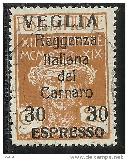 VEGLIA 1920 ESPRESSO SPECIAL DELIVERY CENT. 30 SU 20 C USATO USED OBLITERE´ - Arbe & Veglia