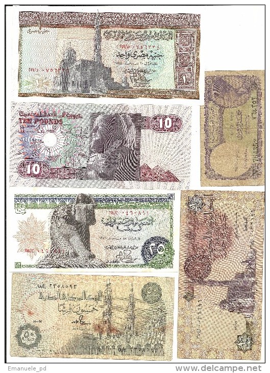 Egypt Lot 6 Banknotes .H. - Egypte