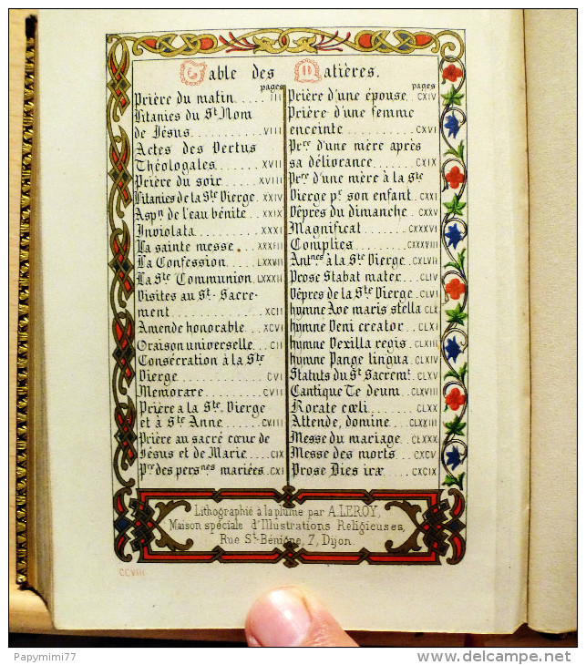 Religion,Missel,Enluminures,HEURES CHOISIES des DAMES CHRÉTIENNES, Édition 1860, Relieur L.Lesort Paris.