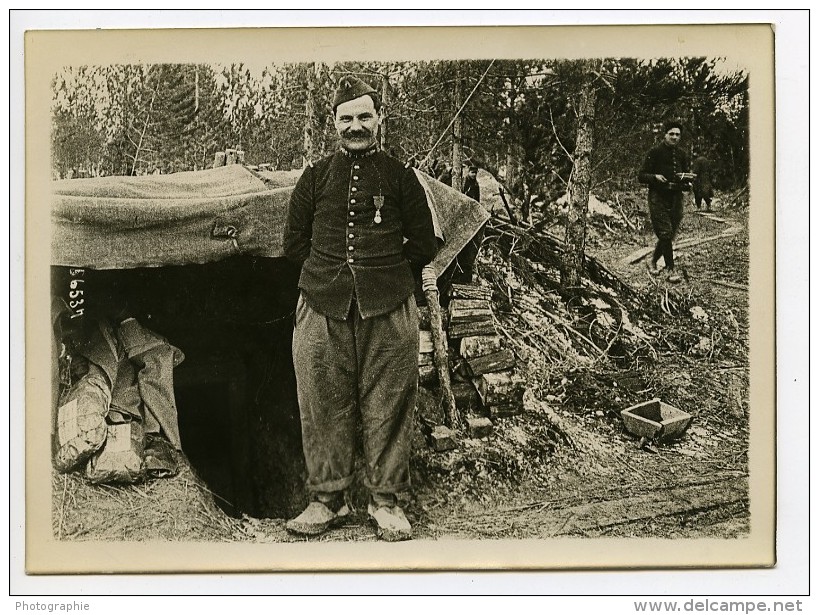 France WWI Front De Guerre Alsace Poilu Medaille Entrée Habitation Ancienne Photo Meurisse 1918 - Guerre, Militaire