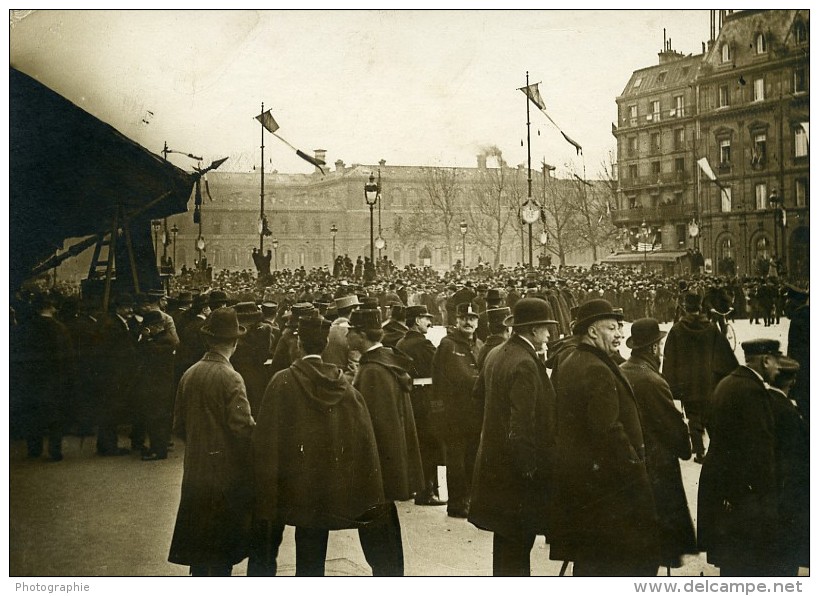 France Paris WWI Fete De L Armistice Defilé Foule Ancienne Photo 1918 - War, Military