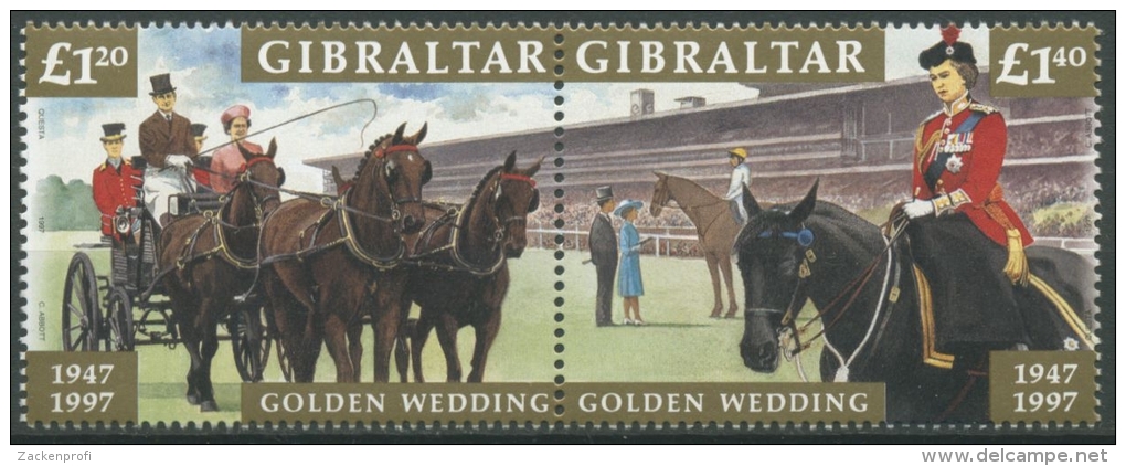 Gibraltar 1997 Goldene Hochzeit Von Königin Elisabeth II. 801/02 ZD Postfrisch - Gibraltar