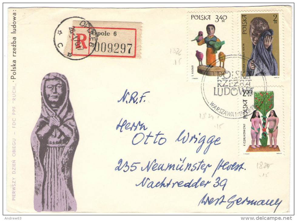 POLONIA - POLSKA - 1969 - Registered - Ludowa - FDC - Viaggiata Da Opole Per Neumunster, West Germany - FDC