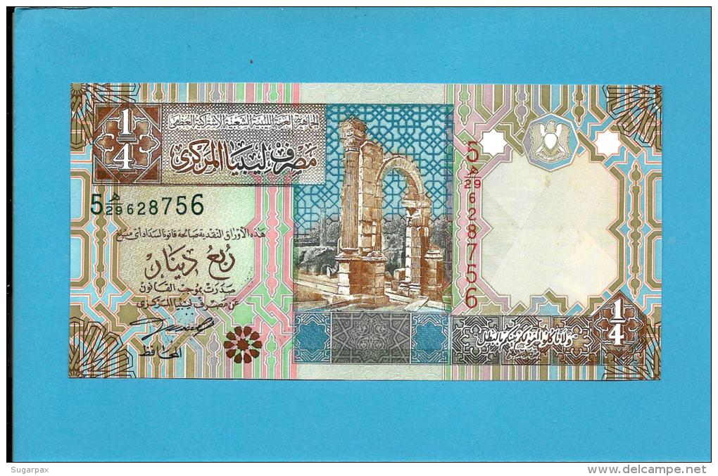 LIBYA - 1/4 Dinar - ( 2002 ) - P 62 -  UNC. - Sign. 4 - Series 5 -  See 2 Scans - Libyen