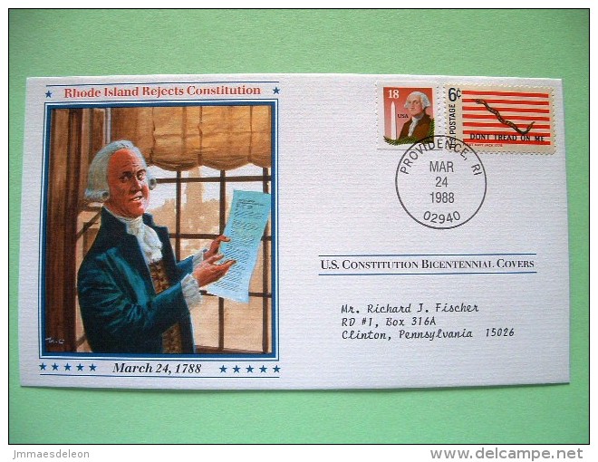 USA 1987 U.S. Constitution Bicentennial Covers - Rhode Island - Flag - Snake - Lettres & Documents