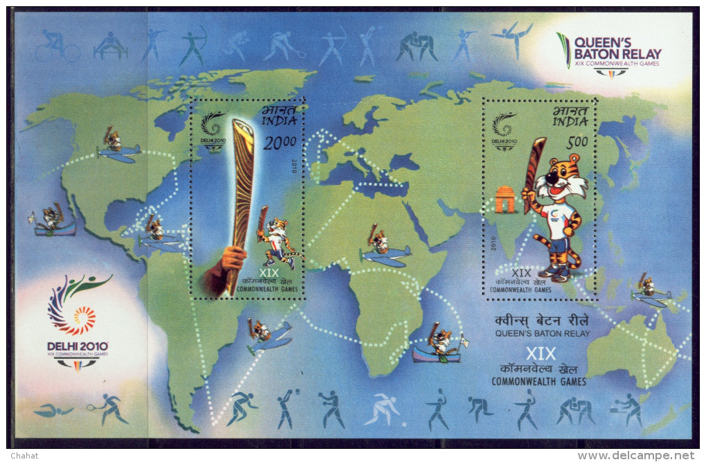 COMMONWEALTH GAMES-DELHI 2010-QUEEN'S BATON RELAY-MS-MNH-MS-702 - Unused Stamps