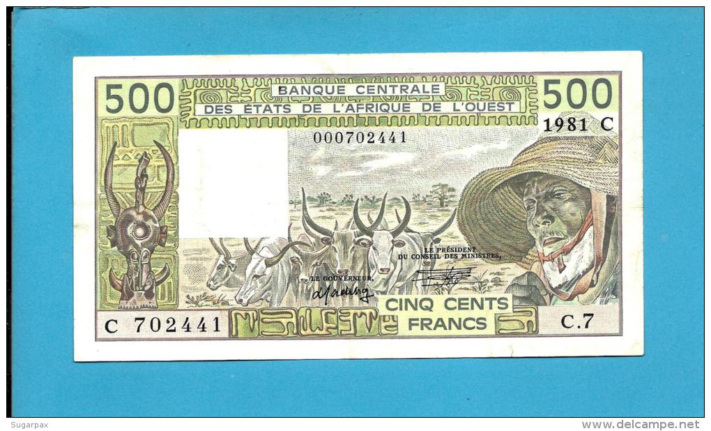 Burkina Faso ( Upper Volta ) - 500  FRANCS - 1981 - Pick 306 C.c - West African States - 2 Scans - Burkina Faso