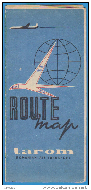 OLD  MAP ROUTE AVIATION CIVILE  PUBLICITE TAROM - ROUMANIE ROMANIA  FLY TAROM - RARE - Pubblicità