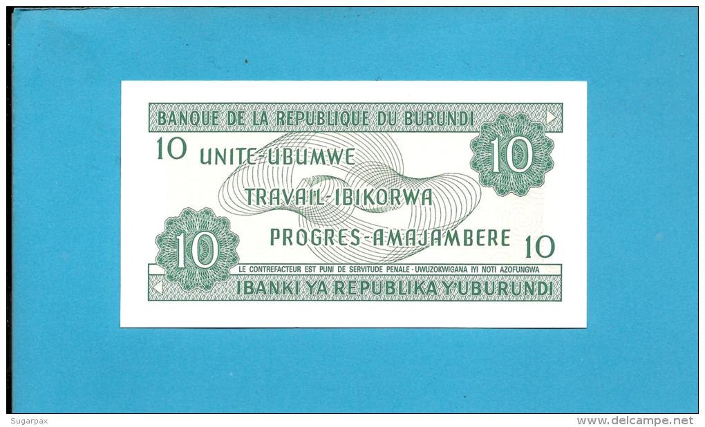 BURUNDI - 10 FRANCS - 01/10/1989 - Pick 33.b - UNC. - Série AK - Map And Arms - 2 Scans - Burundi