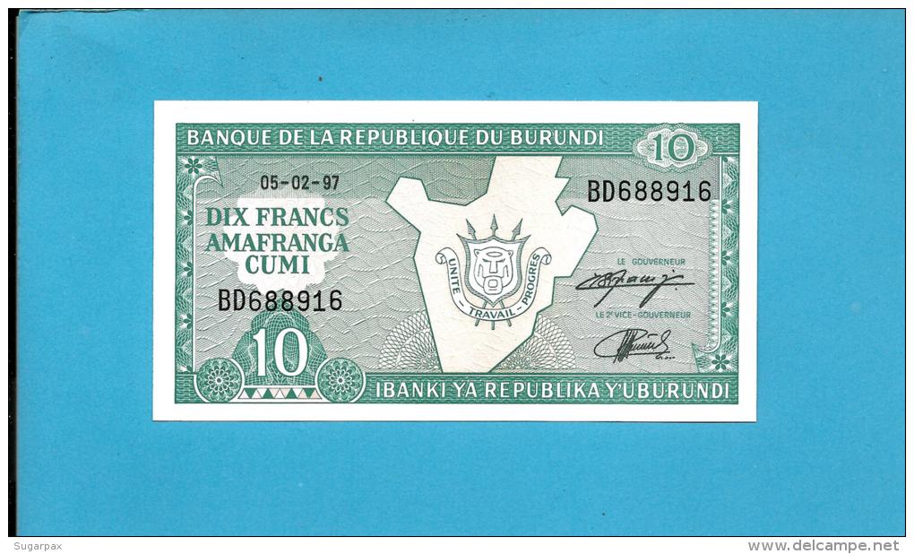 BURUNDI - 10 FRANCS - 05/02/1997 - Pick 33.d - UNC. - Série BD - Map And Arms - 2 Scans - Burundi