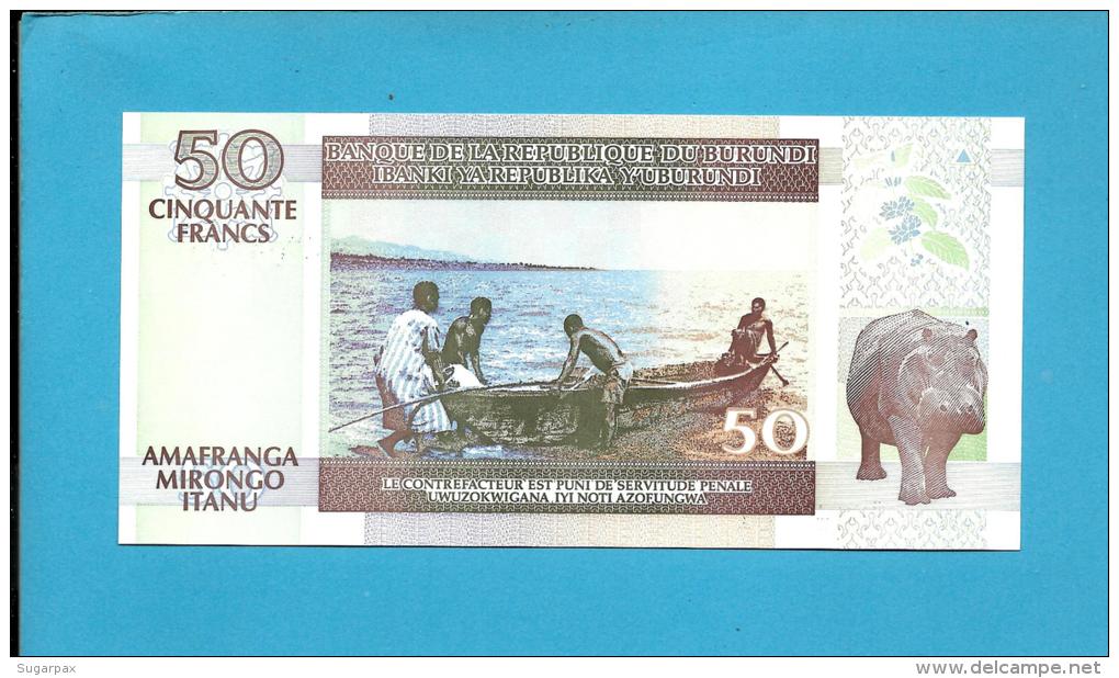 BURUNDI - 50 FRANCS - 05/02/1999 - Pick 36.b - UNC. - Série CE - Canoe / Hippopotamus - 2 Scans - Burundi