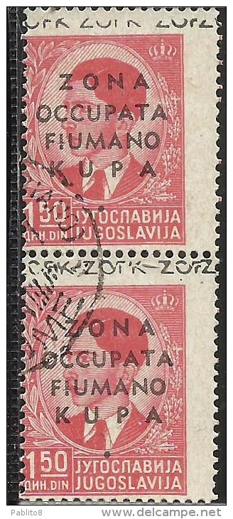 OCCUPAZIONI ITALIANE ITALY ITALIA ZONA FIUMANO KUPA 1941 OVERPRINTED SOPRASTAMPATO 1,50 D COPPIA USATA PAIR USED - Fiume & Kupa