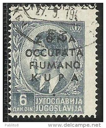 OCCUPAZIONE ITALIANA: ZONA FIUMANO KUPA 1941 SOPRASTAMPATO OVERPRINTED 6 D USATO USED OBLITERE´ - Fiume & Kupa