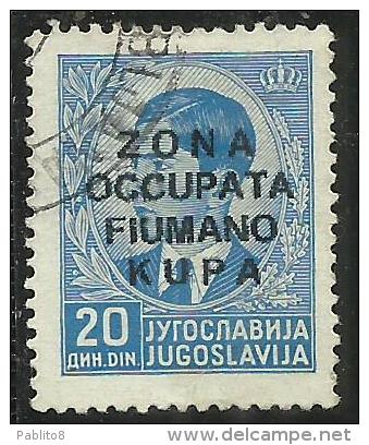 OCCUPAZIONE ITALIANA: ZONA FIUMANO KUPA 1941 SOPRASTAMPATO OVERPRINTED 20 D USATO USED OBLITERE´ - Fiume & Kupa