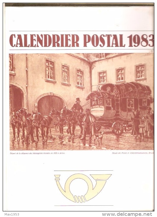 Belgique- Calendrier Postal 1983 - Service Social De La Régie Des Postes - Grand Format : 1981-90