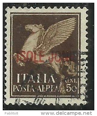 ISOLE JONIE 1941 SOPRASTAMPATO D´ITALIA ITALY OVERPRINTED POSTA AEREA AIR MAIL USATO USED OBLITERE´ - Îles Ioniennes