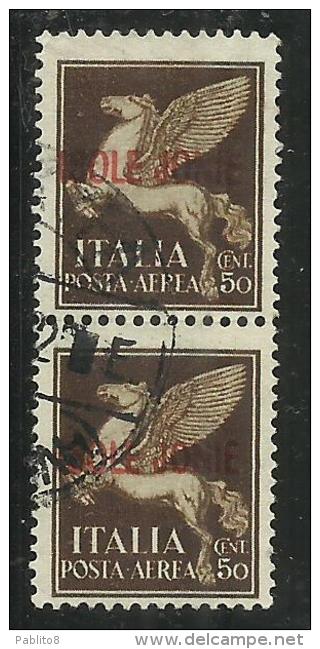 ISOLE JONIE 1941 SOPRASTAMPATO D´ITALIA ITALY OVERPRINTED POSTA AEREA AIR MAIL COPPIA USATA PAIR USED OBLITERE´ - Îles Ioniennes