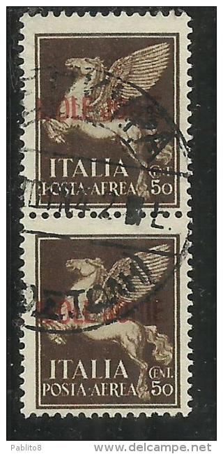 ISOLE JONIE 1941 SOPRASTAMPATO D´ITALIA ITALY OVERPRINTED POSTA AEREA AIR MAIL COPPIA USATA PAIR USED OBLITERE´ - Ionian Islands
