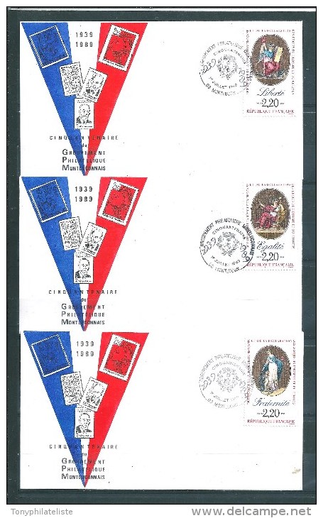 3 Envelloppes  Des N°2573 A 2575 (Montlucon) 1/7/1989 - Documents Of Postal Services