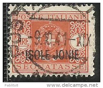 OCCUPAZIONI ITALIANE ISOLE JONIE 1941 SEGNATASSE POSTAGE DUE TASSE TAXES SOPRASTAMPATO ITALIA ITALY LIRE 1 L. USATO USED - Islas Jónicas