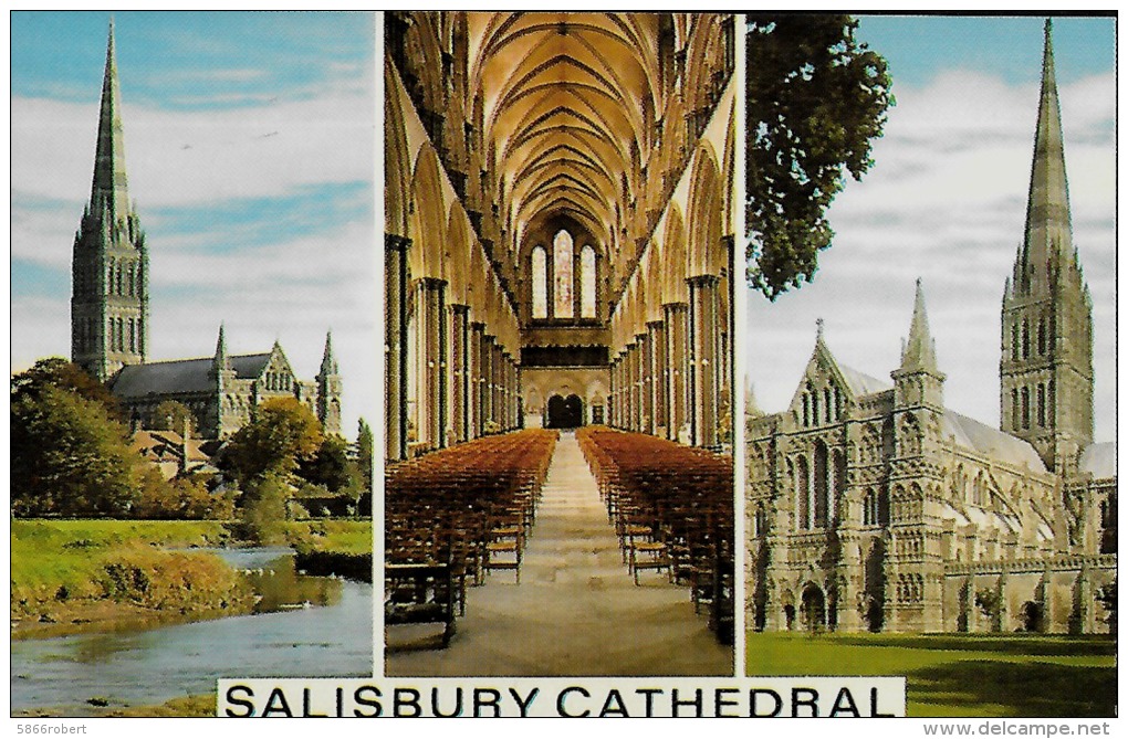 CARTE POSTALE ORIGINALE COULEUR ANCIENNE MULTIVUES PETIT FORMAT : SALISBURY CATHEDRAL - Salisbury