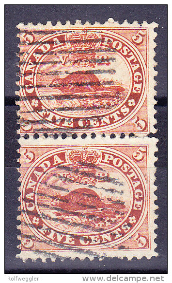 Kanada 1859 SG.#31/33 Senkrechtes Paar Gestempelt - Oblitérés