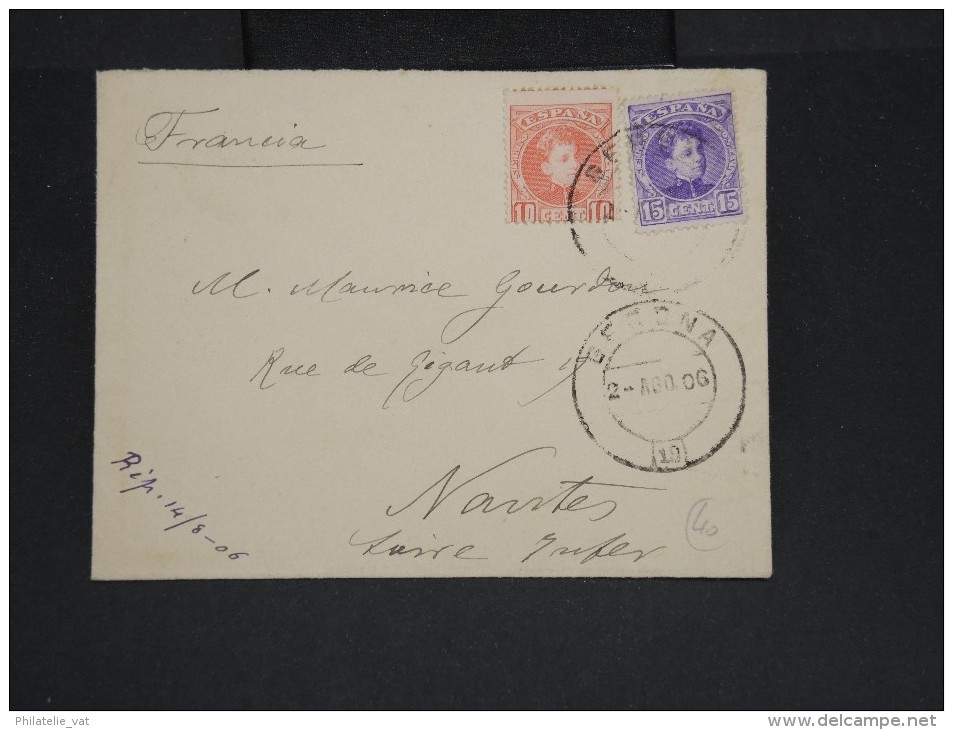 ESPAGNE-Enveloppe De Gerona Pour Nantes En 1906 Aff Bicolore à Voir  P7221 - Cartas & Documentos