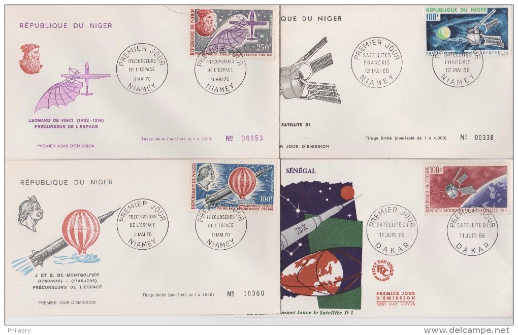 NIGER + SENEGAL  4  FDC  SPACE      Réf   0165 - Other & Unclassified