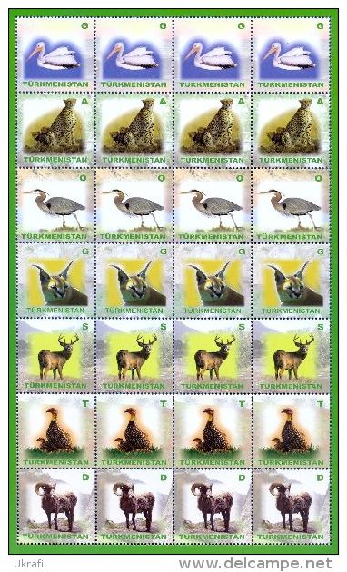 Turkmenistan 2009, Fauna, M/S Of 4 Sets - Turkmenistan