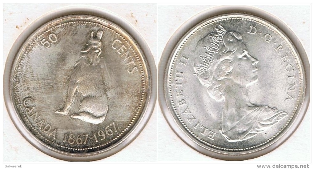 CANADA 50 CENTS DOLLAR  1967 PLATA SILVER G1 - Canada