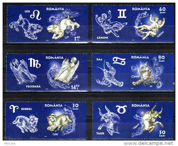 Roumanie 2011 - Zodiac I 6v.avec Vignettes Obliteres - Used Stamps