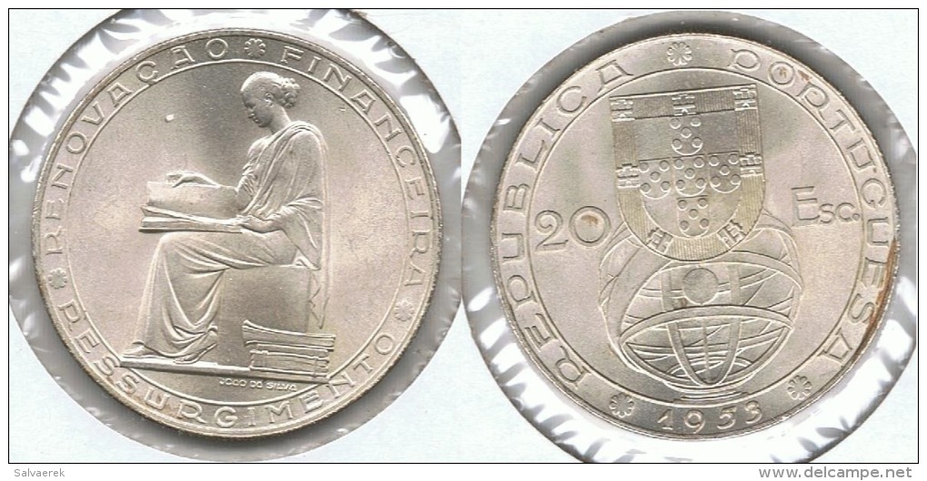 PORTUGAL 20 ESCUDOS 1953  PLATA SILVER. FI - Portugal