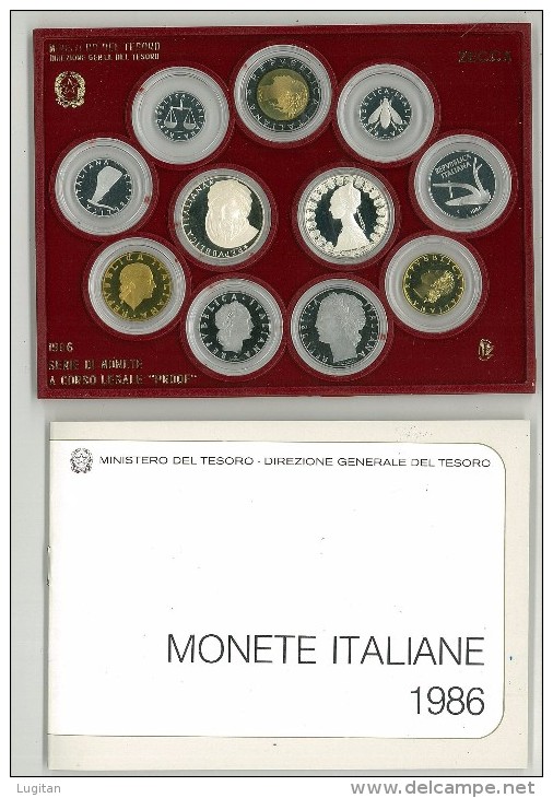 SERIE PROOF FONDO SPECCHIO 1986 - Confezione Zecca  Italia - Tiratura 17.500 - COMPLETA DI ASTUCCIO ORIGINALE - Mint Sets & Proof Sets