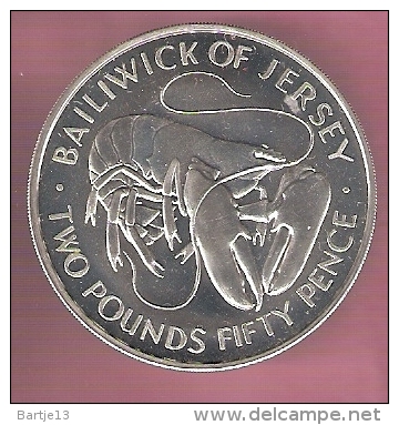 JERSEY 2 POUNDS FIFTY PENCE  1972 ZILVER UNC. SILVER WEDDING LOBSTER  KREEFT - Jersey