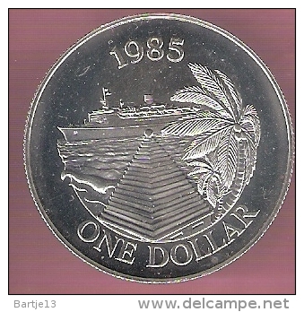 BERMUDA 1 DOLLAR 1985 ZILVER UNC BERMUDA BUTTERY CRUISESHIP - Bermudas