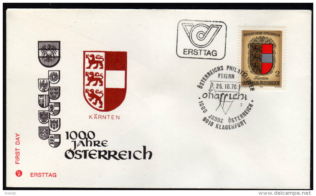 ÖSTERREICH 1976 - Wappen Bundesland Kärnten - FDC - Briefe U. Dokumente