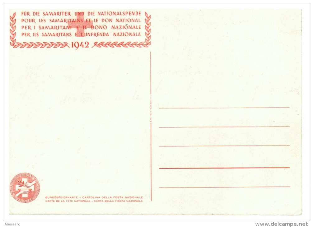 Suisse Schweiz Switzerland Svizzera Samariter, Samaritains,Samaritani 1942 Bundesfeier - Croix-Rouge