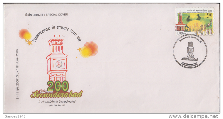 India  2006  CLOCK TOWER  SECUNDERABAD  Special Cover    #  84937  Inde  Indien - Clocks