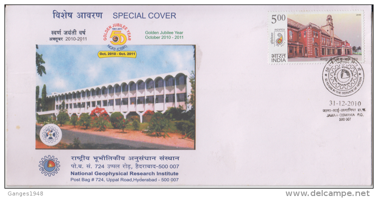 India  2010  National Geophysical Research Institute  JAMA-I-OSMANIA  Special Cover   #  84938  Inde  Indien - Physics