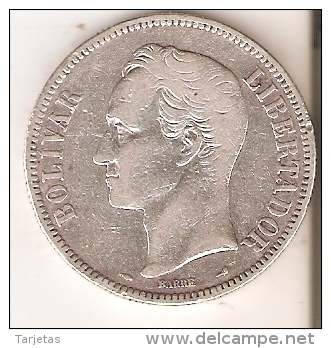 MONEDA DE PLATA DE VENEZUELA DEL AÑO 1904 DE BOLIVAR - 25 GRAMOS Y LEI 900  (COIN) SILVER,ARGENT. - Venezuela